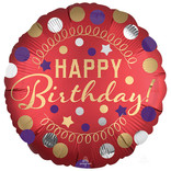 Red Satin Happy Birthday Foil Balloon, 18"