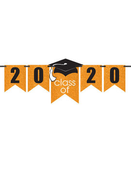 Grad Personalized Glitter Paper Letter Banner Kit - Orange, 12'