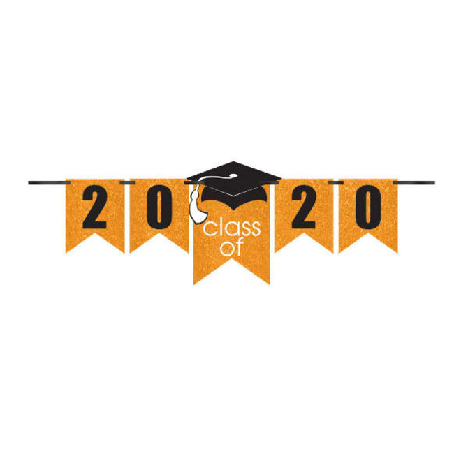 Grad Personalized Glitter Paper Letter Banner Kit - Orange, 12'