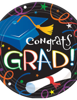 Colorful Grad Celebration 9" Round Plates- 8ct