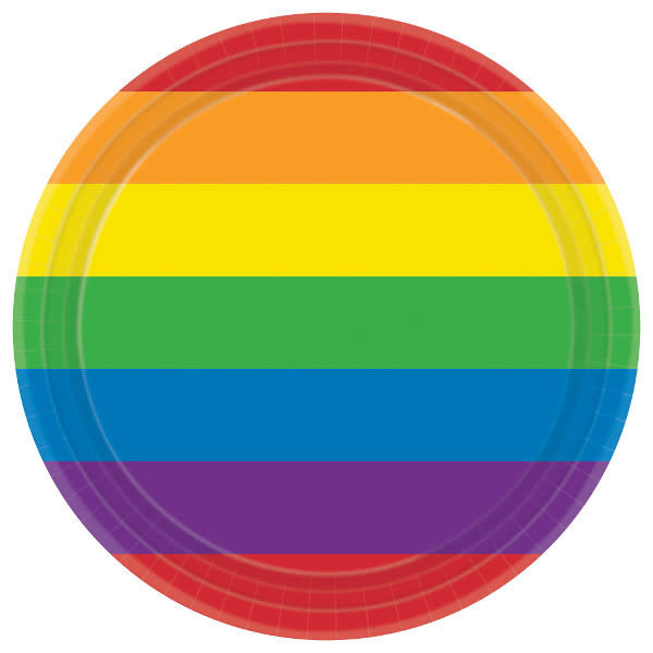 Rainbow Round Plates, 7" -8ct