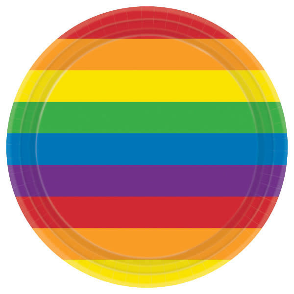Rainbow Round Plates, 9" -8ct