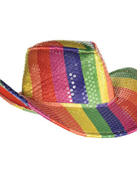 Rainbow Sequin Cowboy Hat