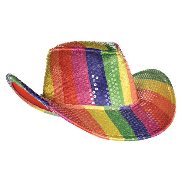 Rainbow Sequin Cowboy Hat