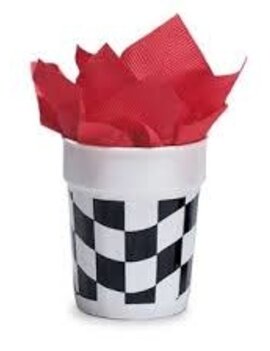 Black & White Check 16 oz Plastic Stadium Cup