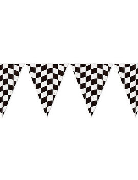 Black & White Check Plastic Flag Banner, 12'