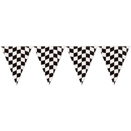 Black & White Check Plastic Flag Banner, 12'