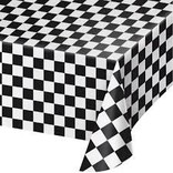 Black & White Check Plastic Tablecover, 54"x108"