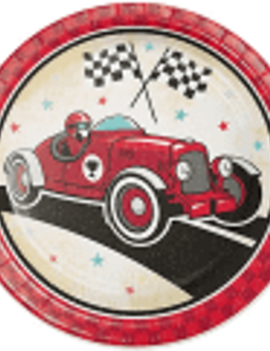 Vintage Race Car 9" Paper Plates, 8 ct