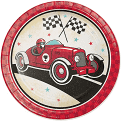 Vintage Race Car 9" Paper Plates, 8 ct