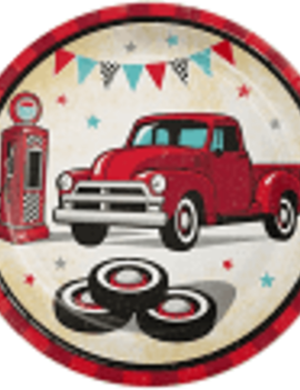 Vintage Red Truck 7" Paper Plates, 8 ct