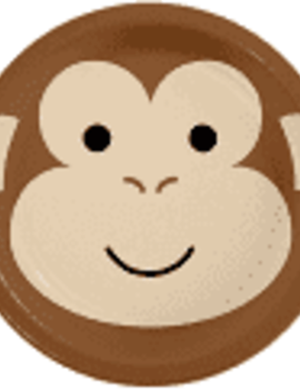 Monkey Animal Face 7" Paper Plates, 8 ct
