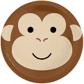 Monkey Animal Face 7" Paper Plates, 8 ct