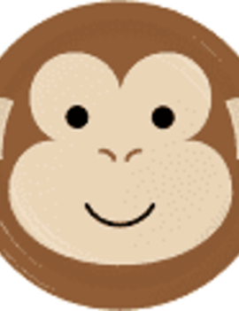 Monkey Animal Face 9" Paper Plates, 8 ct