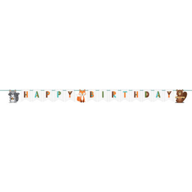 Woodland Animals Happy Birthday Banner, 6" x 8.2'