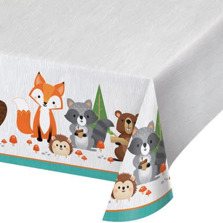 Woodland Animals Plastic Tablecover, 52" x 102"