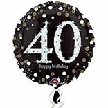Sparkling 40th Birthday Balloon, 18"
