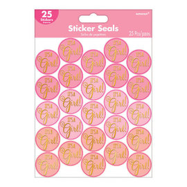 Baby Shower Sticker Seals - Girl -25ct