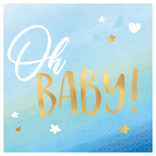 Oh Baby Boy Beverage Napkins - Hot Stamped -16ct