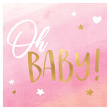 Oh Baby Girl Beverage Napkins - Hot Stamped -16ct