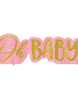 Oh Baby Girl Glitter Centerpiece- 4 1/2" x 14"