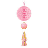 Oh Baby Girl Honeycomb Decoration w/ Tassel Tail