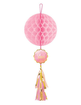 Oh Baby Girl Honeycomb Decoration w/ Tassel Tail