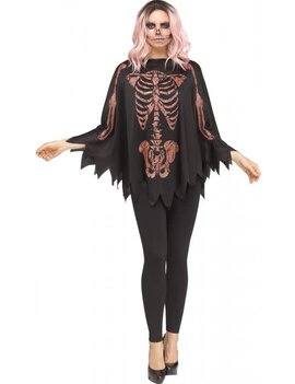 Rose Gold Glitter Skeleton Poncho- Adult