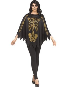 Gold Glitter Skeleton Poncho- Adult