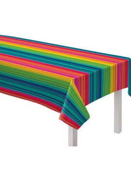 Serape Stripe Flannel-Backed Vinyl Table Cover, 52" x 90"