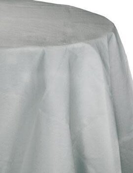 Shimmering Silver Paper Round Tablecover 82", Poly Backing