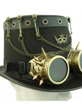 Steampunk Top hat w/Goggles & Access Brn