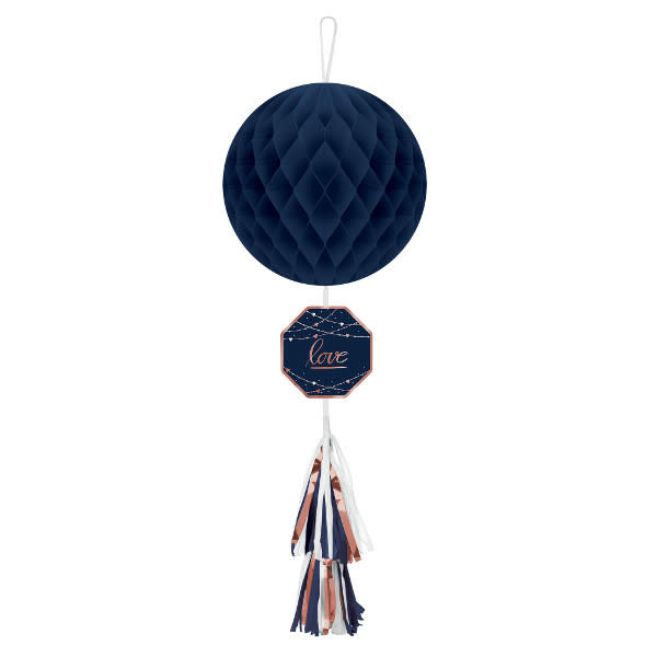Navy Bride Honeycomb Decoration w/ Tassel Tail