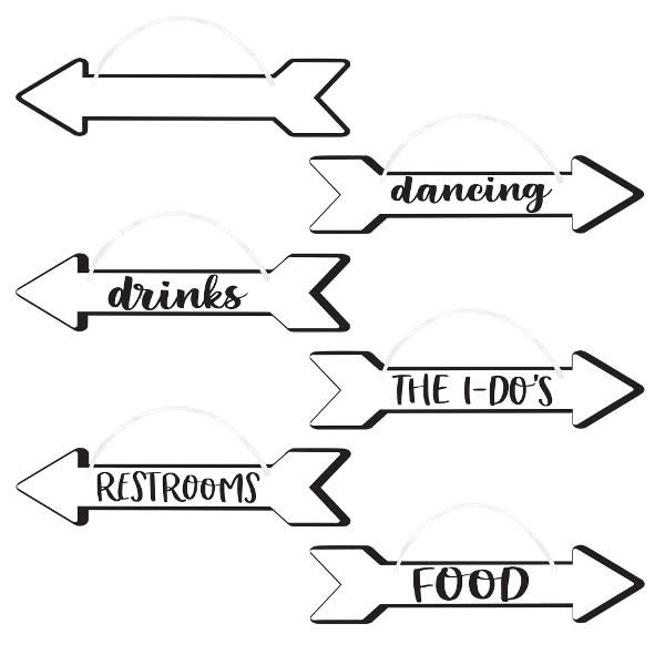 Wedding Directional Signs- 6ct,  4" x 17"