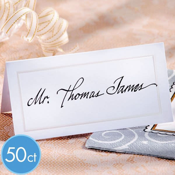 White Pearlized Wedding Place Cards 50ct