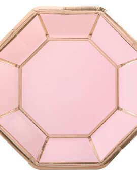 Blush Wedding Metallic Octagonal Plates, 10" -8ct