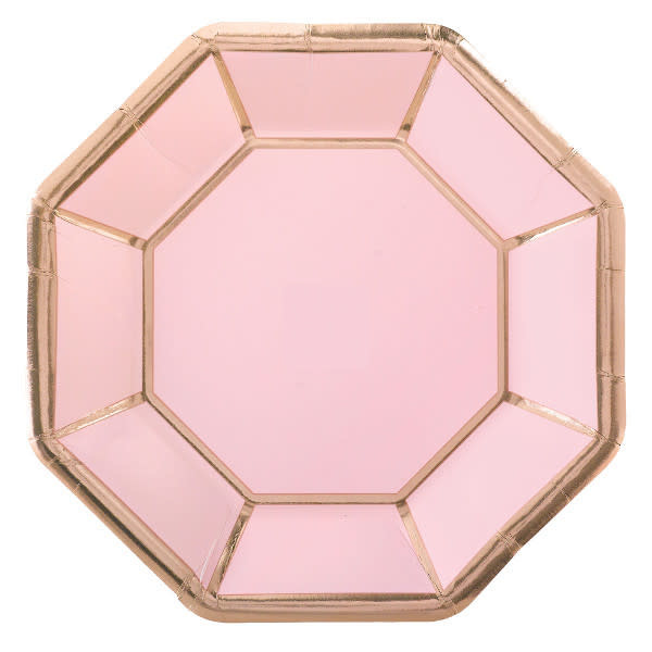 Blush Wedding Metallic Octagonal Plates, 10" -8ct