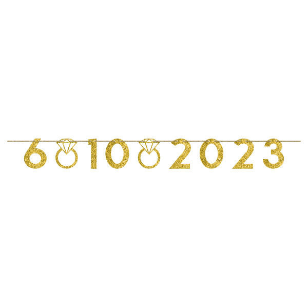 Customizable Number Banner, Gold Glitter