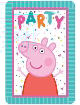 Peppa Pig Confetti Party Postcard Invites -8ct