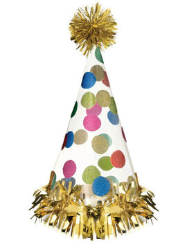 Happy Dots Large Foil Cone Hat