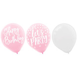 Blush Birthday Latex Balloons -15ct