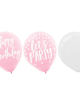 Blush Birthday Latex Balloons -15ct
