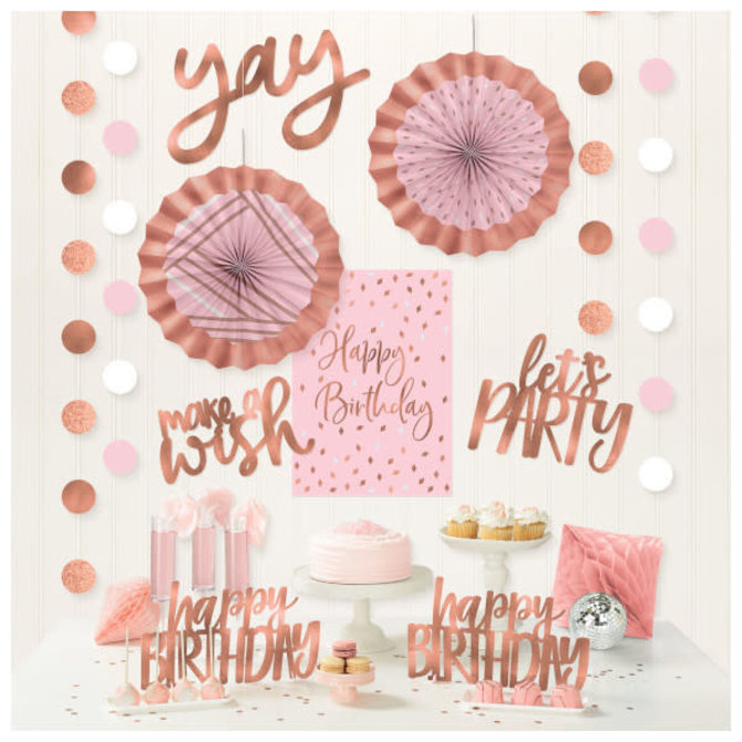 Blush Birthday Room Decorating Kit -12ct