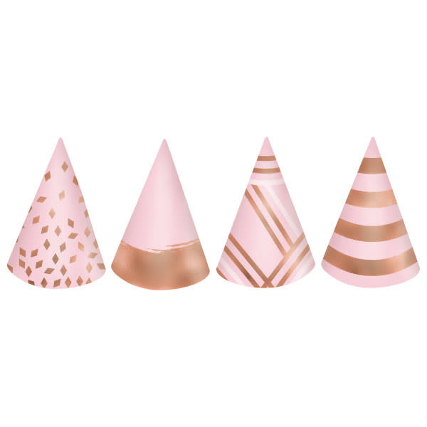 Blush Birthday Mini Cone Hats -12ct