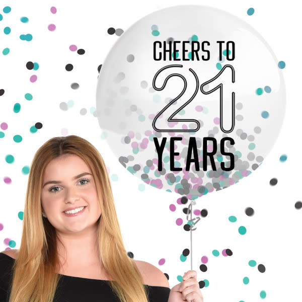 Finally 21 Latex Balloon w/ Confetti, 24"