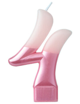 Numeral Candle #4 - Pink Metallic Dipped