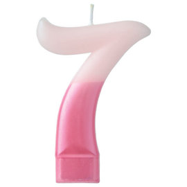 Numeral Candle #7 - Pink Metallic Dipped