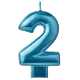 Numeral Candle #2 - Blue Metallic