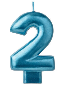 Numeral Candle #2 - Blue Metallic