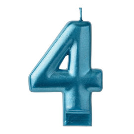 Numeral Candle #4 - Blue Metallic
